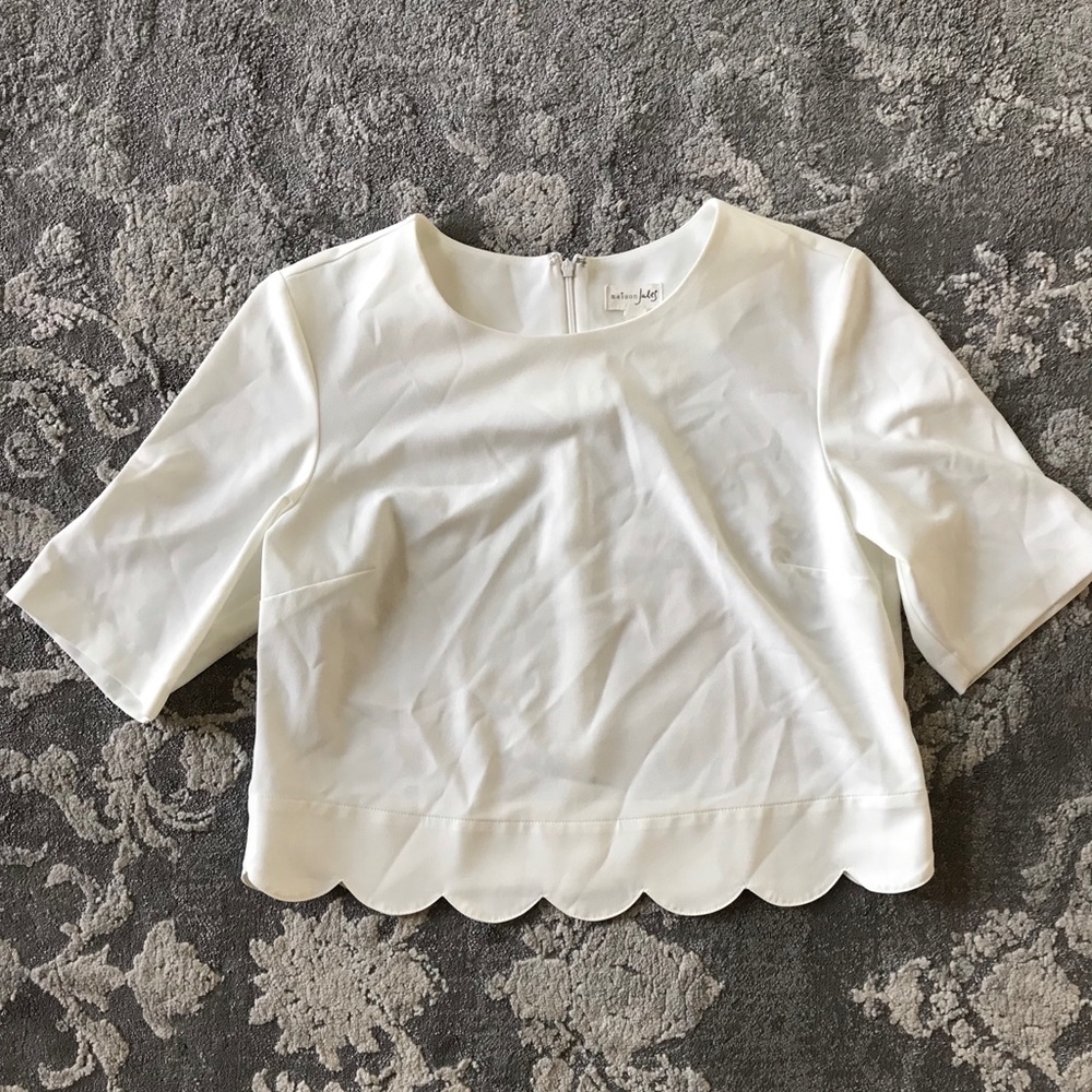 Maison Jules Scalloped Crop Top • sz L
